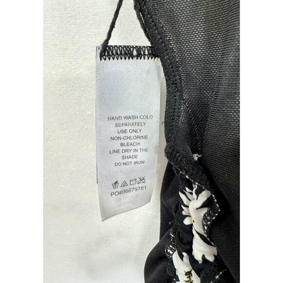 Ashley Graham One Piece Swimsuit Size 10 Black Daisy Floral A-List Plunge Ties - Picture 7 of 12